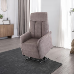 Raburg TV chair with stand-up aid, recliner chair with reclining function, electric with remote control, 2 motors, pocket spring core/comfort upholstery, up to 120 kg, microfiber, Emma, ​​silk grey