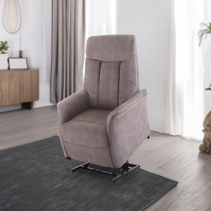 Raburg TV chair with stand-up aid, recliner chair with reclining function, electric with remote control, 2 motors, pocket spring core/comfort upholstery, up to 120 kg, microfiber, Emma, ​​silk grey