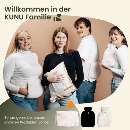 KUNU® original hot water bottle belt - incl. gift packaging - premium hot water bottle with extra cover - extra long 130cm period heat belt - extremely fluffy - perfect for back, stomach, and neck