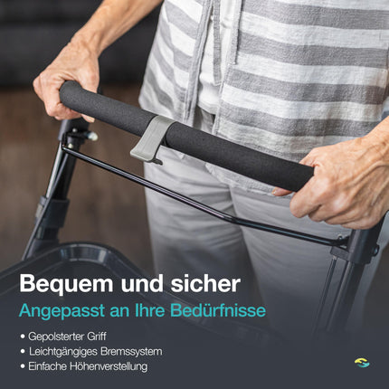 Helavo narrow rollator for apartments - 53 cm wide rollator for apartments - Indoor rollator with tray and transport basket