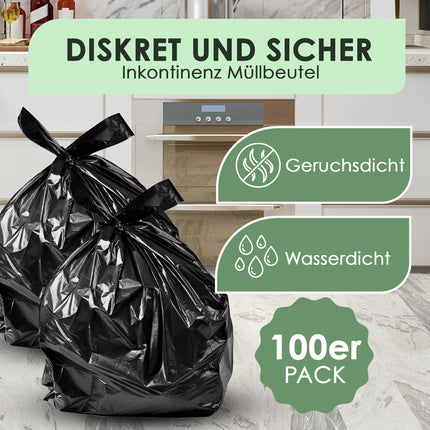 Adult Diaper Bags, Strong, Disposable and Odorless, 15% Thick, Diaper Disposal Bags, Hygienic Disposal Bags, Incontinence Diaper Bags, Incontinence Diaper Bags, 100 Pack