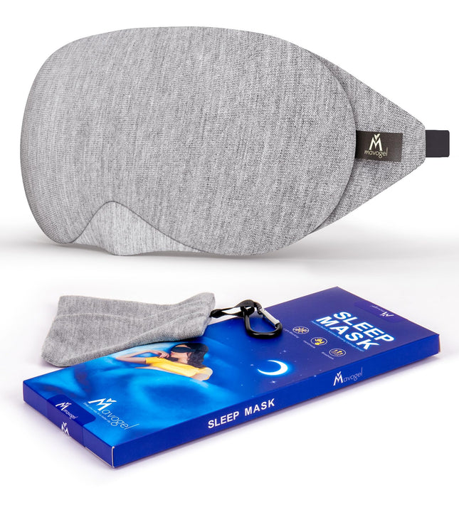 Mavogel Cotton Sleep Mask - Updated Design, Light-Blocking Eye Mask, Soft and Comfortable, Sleeping Eye Mask for Men and Women, for Travel, Shift Work, Includes Travel Bag
