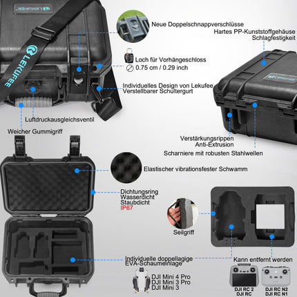 LEKUFEE Waterproof Case for DJI Mini 4 Pro/DJI Mini 3/ DJI Mini 3 Pro and DJI Mini 3 Accessories (Case only)