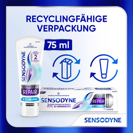 Sensodyne Clinical REPAIR, toothpaste for sensitive teeth with 5% NovaMin, for long-lasting relief, 75ml