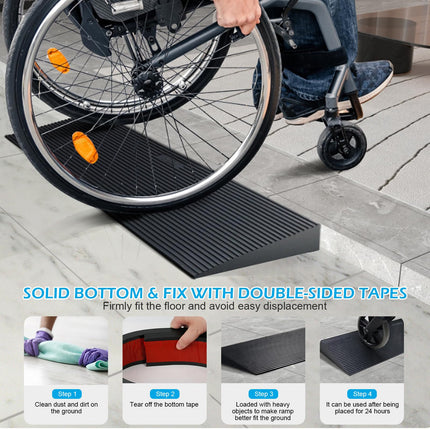Self-adhesive door threshold ramp, 90 x 8 x 2 cm flexible wheelchair ramp, rubber ramp, threshold ramp, curb ramp for wheelchairs, sweeping robots, scooters