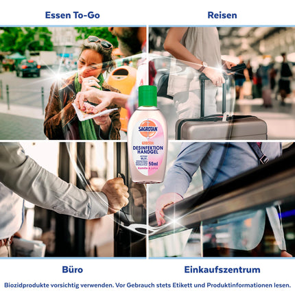 Sagrotan Hand Disinfectant Gel Chamomile &amp; Lotus Disinfectant for hands in a handy travel size – 1 x 50 ml antibacterial gel