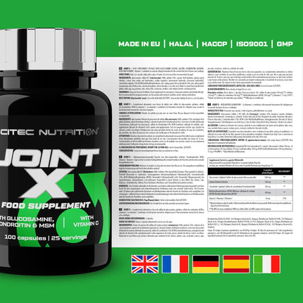 Scitec Nutrition Joint-X, dietary supplement capsules with glucosamine sulfate, gelatin, chondroitin sulfate, MSM, vitamin C, 100 capsules