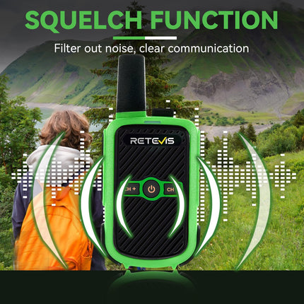 Retevis RT15 Walkie Talkie Adults, PMR446 Two-Way Radios, Hands-Free VOX, Mini, 1000 mAh Li-ion Battery, Walkie Talkie for Camping, School, Home Games, Vacation (Green and Yellow, 1 Pair)