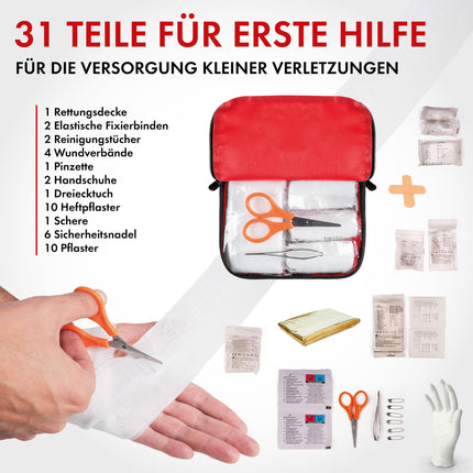 WALSER Premium Mini First Aid Kit 2025, waterproof emergency kit for outdoor/camping/bicycle, 31-piece travel first aid kit, compact first aid kit for outdoor use, mini first aid kit 2025, first aid kit