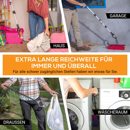 EZPIK 1 x 110 cm Grabber for Seniors with Magnetic Grabber Arm, Robust Grabber for Seniors and People with Disabilities, Rotating Garbage Grabber Tongs, Aid with Fastening Clip (1-Pack, Silver)