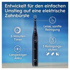 Oral-B iO Series 2 Electric Toothbrush, 1 Brush Head, 3 Brushing Modes, Magnetic Technology, Travel Case, Designed by Braun, Night Black