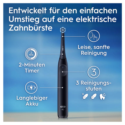 Oral-B iO Series 2 Electric Toothbrush, 1 Brush Head, 3 Brushing Modes, Magnetic Technology, Travel Case, Designed by Braun, Night Black