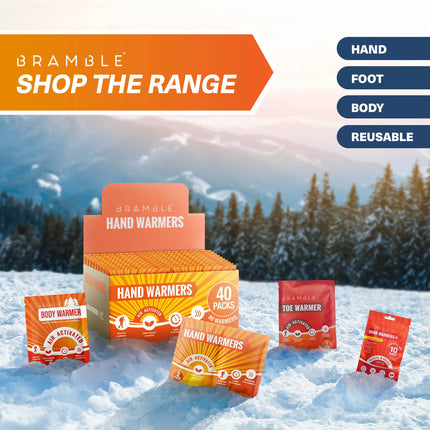 BRAMBLE 40 heat patches for back, neck, throat, shoulders - heat pads, back warmers - pain patches for periods (8 hours of heat)
