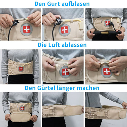 6xigouma Decompression Back Belt - Lumbar Support Belt for Men and Women, Lower Back Pain Relief, Back Traction Device, Fits Waist Size 74-124 cm (Beige)