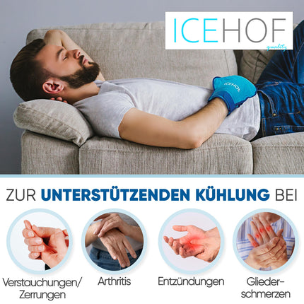 ICEHOF Cooling Gloves [2x] Soft Fabric - Cooling Gloves for Hands/Fingers - Gel Gloves Cold Gloves (Blue)