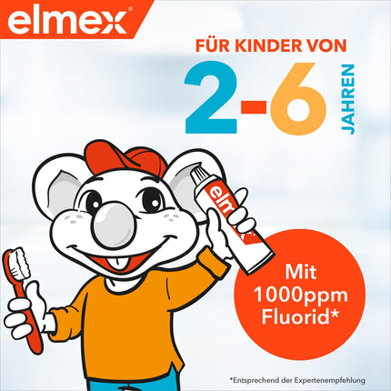 elmex children's toothpaste 2-6 years 2x50ml – child-friendly tooth cleaning for highly effective caries protection – with amine fluoride for a triple protection mechanism