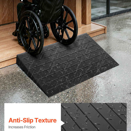 VEVOR Rubber Threshold Ramp, 10.2 cm Rise, Door Threshold Ramp, 3-Channel Cable Cover, Solid Rubber Threshold Ramp, with a Load Capacity of 1 T for Wheelchairs and Scooters