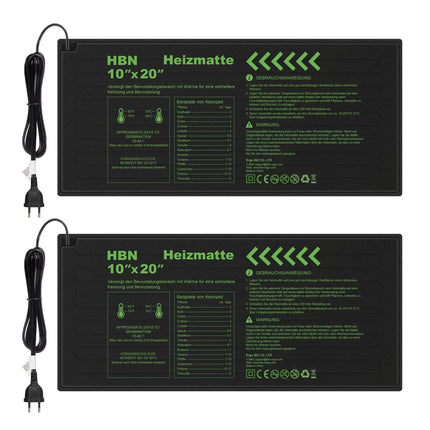 HBN Heating Mat Set of 2 Heat Mats for Seedlings and Seeds, 17.5W, Indoor Greenhouse Growing Plate Heating Pad for Vegetables, Flowers, Herbs, Terrariums, 50 x 25.7cm