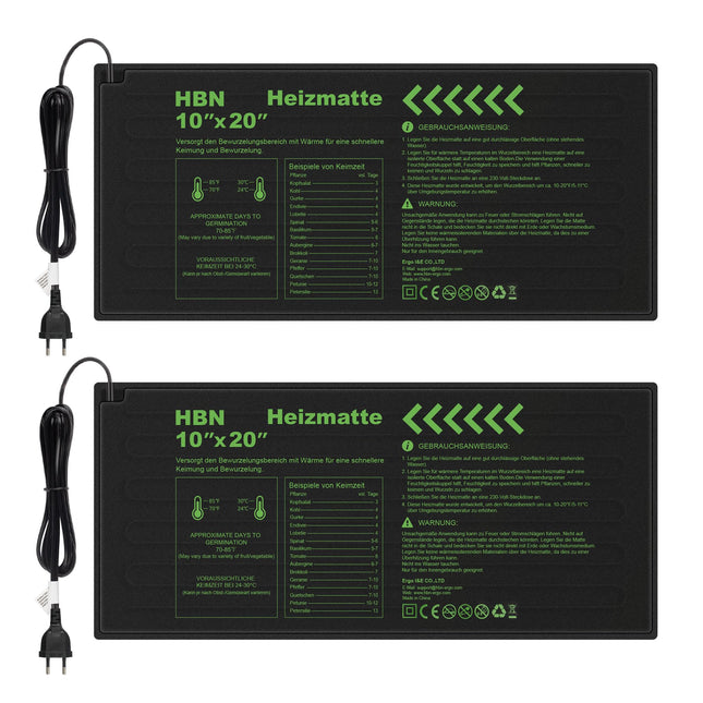 HBN Heating Mat Set of 2 Heat Mats for Seedlings and Seeds, 17.5W, Indoor Greenhouse Growing Plate Heating Pad for Vegetables, Flowers, Herbs, Terrariums, 50 x 25.7cm