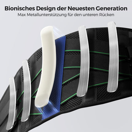 FREETOO Back Support Belt with 7 Metal Supports, Comfortable Back Brace for Men and Women with Removable 3D Lumbar Pad for Lower Back, Lumbar Spine, Breathable Back Belt for Work and Sports