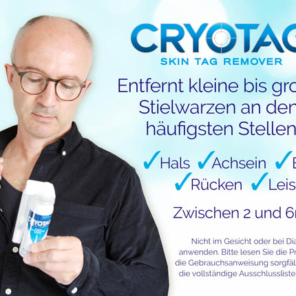 Cryotag Skin Tag Remover - Fast Acting Safe - Clinically proven freezing agent for the treatment of skin tag warts, up to 12 applications