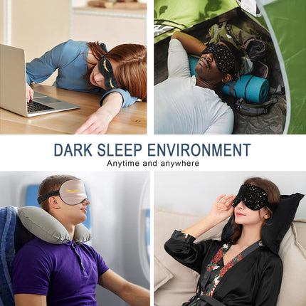 townssilk 100% Silk Sleep Mask with Adjustable Straps, Comfortable and Super Soft Eye Mask Ultimate Sleep Aid, Blindfold Golden Star