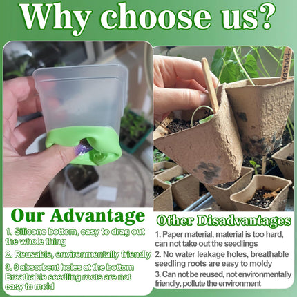 TZEKING 30 Pack Nursery Pots, Transparent Flower Pots with Silicone Bottom, Transparent Plant Pots for Easy Observation, Transplantation, Reusable Plastic Flower Pots for Seeds, Seedlings