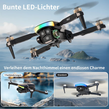 F417 Drone with 1080P Camera for Adults, 90° Adjustable, RGB LED Strip, WiFi FPV Transmission, Dual Camera Drones for Beginners, Brushless, RC Quadcopter Ideal for Beginners &amp; Outdoor Fun, Handbag