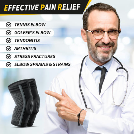 CAMBIVO 2x Elbow Support for Men and Women, Tennis Elbow Support with Gel Padding and Side Stabilizers, Elbow Support for Pain Relief from Tennis Elbow, Golfer's Elbow, Tendonitis