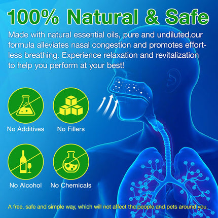 Nasal Stick 4 Pack, Fast relief from a blocked nose, Improves breathing and increases focus, Made with essential oils and menthol, Provides a fresh, cooling sensation