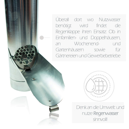 Frank Bauelemente zinc downpipe flap 100 mm with stainless steel sieve - titanium zinc downpipe flap as rainwater collector, easy installation thanks to conical shape and precise transition