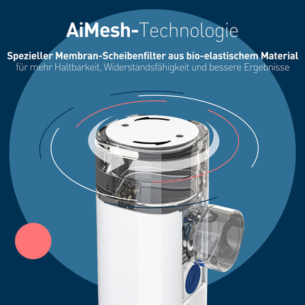 mini Air 360+ distributed by OMRON | Portable, silent nebulizer for adults and children | Inhaler including two masks and mouthpiece | Cough and cold relief | Micro-USB charging