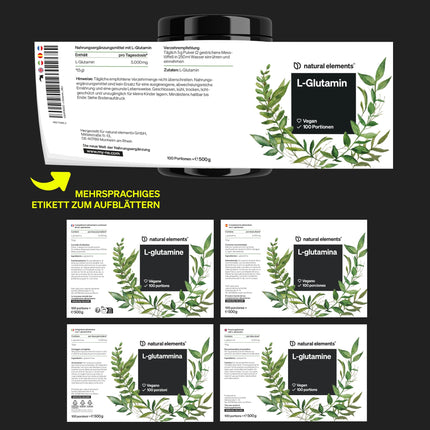 L-Glutamine Powder – 500g – pure L-Glutamine – tasteless – vegan, high dosage, no additives – developed in Germany