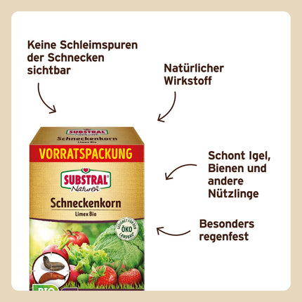 Substral Naturen Snail Pellets Limex Bio, natural, rainproof bait granules for snail control, for 400 m² - 1.2 kg, dog