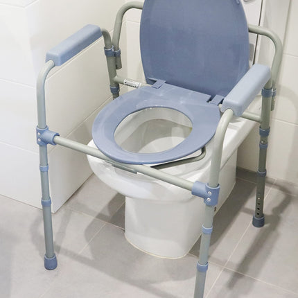 PEPE Mobility - Commode Chair for Seniors, Height-Adjustable, with Bucket, Armrest, Grey