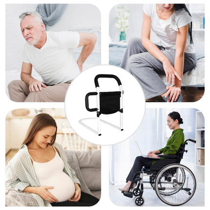 Hobubu Bed Rail for Elderly with LED Motion Light, Safety Bed Support Bar with Double Grab Handles and Storage Bag, Fall Protection for Elderly, Disabled,