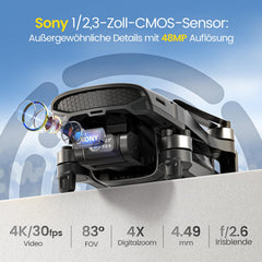 Holy Stone HS900 GPS Drone with 4K Camera for Adults, 3-Axis Brushless Gimbal, 48MP Photos, 6KM Transmission, 30 Min Flight Time, Visual Tracking, QuickShots, Camera Drone for Beginners Under 249g C0