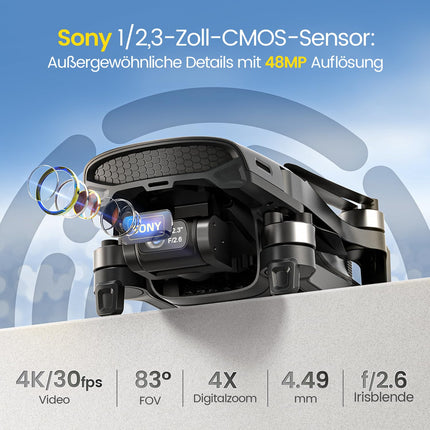 Holy Stone HS900 GPS Drone with 4K Camera for Adults, 3-Axis Brushless Gimbal, 48MP Photos, 6KM Transmission, 30 Min Flight Time, Visual Tracking, QuickShots, Camera Drone for Beginners Under 249g C0