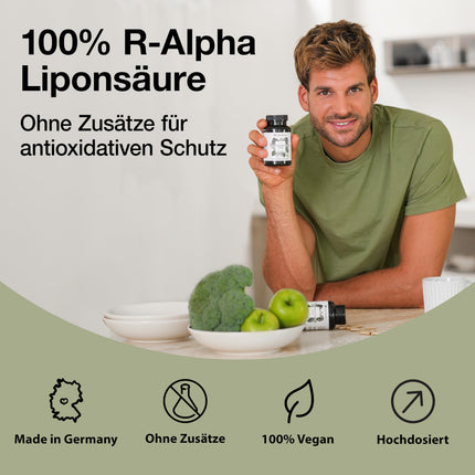 Only Nature® R Alpha Lipoic Acid 300mg - high dosage - 120 laboratory-tested capsules - vegan - no additives - produced in Germany - R-Alpha Lipoic Acid