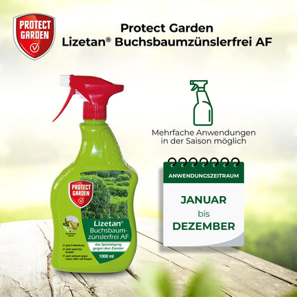 PROTECT GARDEN Lizetan Box Tree Moth Free AF, ready-to-use spray against box tree moths, 1 liter