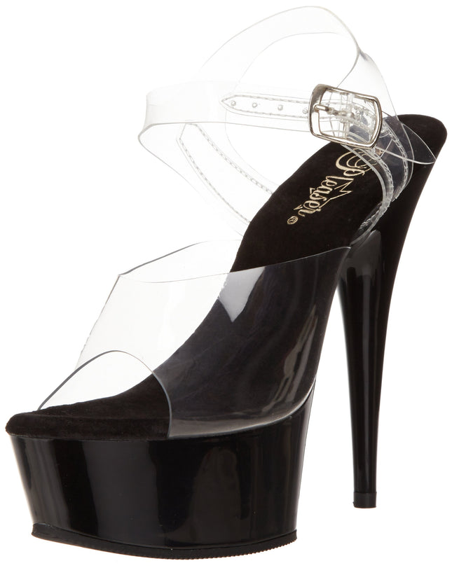 Pleaser PLEASER DELIGHT-608, women's platform sandals, transparent (transparent (Clr/Blk)), 40 EU