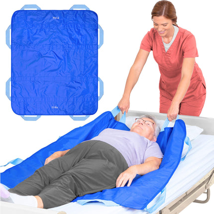 EYRA Transfer Board for Patient Hoists - 122x102cm Patient Transfer Board with 8 Handles for Elderly &amp; Bedridden Patients - Reusable &amp; Washable Gliding Sheet and Gliding Sheet for Bed Transfer