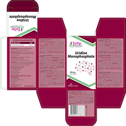 Uridine Monophosphate 250mg 60 Capsules, Laboratory Tested, Nootropic