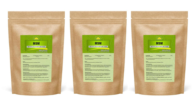 Bonemis® Premium MSM Powder, 3 kg (3 bags of 1 kg each), 99.95% purity, 60-80 mesh, no silicon dioxide, no DMSO residues