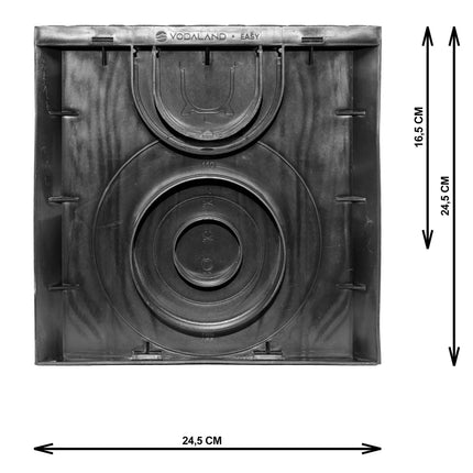 ScarMaxx - Yard drain 250x250 mm - Floor drain with dirt trap bucket, with connection for KG pipes of various sizes - Plastic floor drain - Galvanized grid