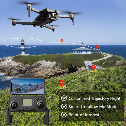 Mingfuxin GPS Drone with 4K Camera, Foldable RC Quadcopter Drones for Adults, 5G Transmission FPV Drone Foldable RC Quadcopter with Automatic Return, Brushless Motor, Gesture Control