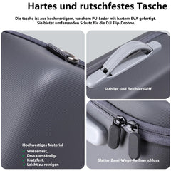 Bag for DJI Flip – Protective hard-shell carrying case with storage pocket for DJI Flip Fly More Combo, plenty of storage space to fit all DJI Flip drone accessories