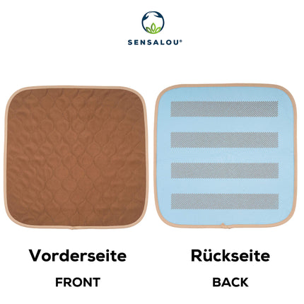 Sensalou incontinence chair pad seat cover waterproof washable 45x45 cm brown