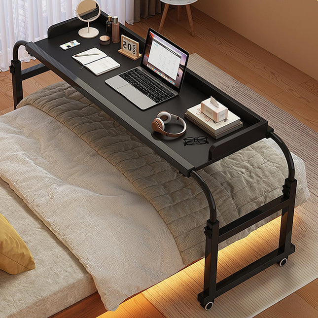 GXQFC Overbed Table on 4 Casters, Height Adjustable 65-95CM/Width Adjustable 115-210CM Overbed Table Mobile Desk Nursing Table Laptop Table for Daily Relaxation Work (Color: Black)
