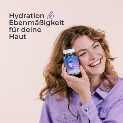 Yuicy Skin Glow - Hyaluronic Acid Gummies – sugar-free, high-dose skin vitamins for clear and beautiful skin. With biotin, zinc, and 6 other nutrients. Vegan and made in Germany. 60 Gummies.